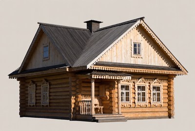 Wooden Log Cabin House