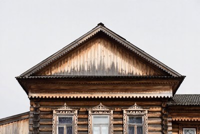 Traditional Wooden House Facade