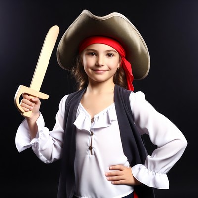 Girl in pirate costume with sword