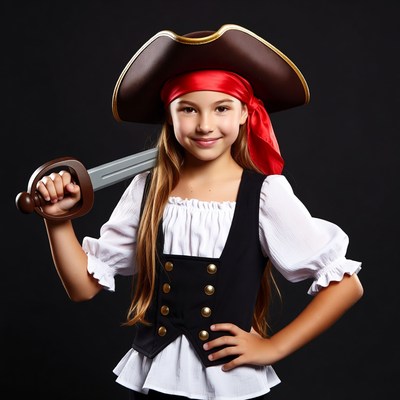 Girl in pirate costume with sword