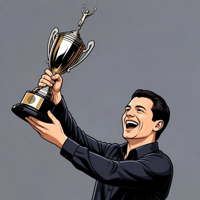 Man holding trophy illustration