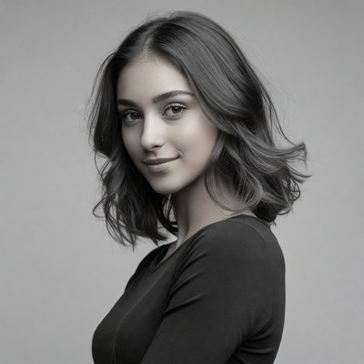 Smiling woman with wavy brown hair