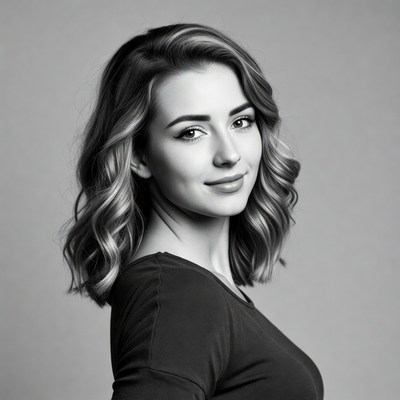 Smiling woman with wavy hair