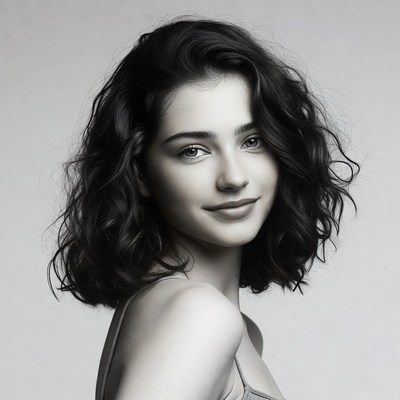 Young woman with wavy black hair