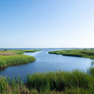 Marshland with winding river