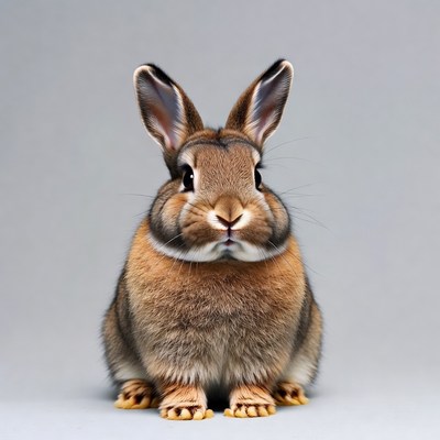 Cute brown bunny on gray background