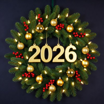 2026 Christmas Wreath with Lights