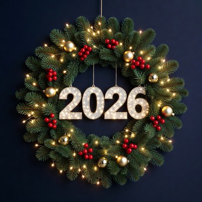 2026 Christmas Wreath with Lights
