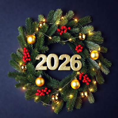 2026 Christmas Wreath with Lights