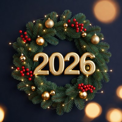 2026 Christmas Wreath with Lights