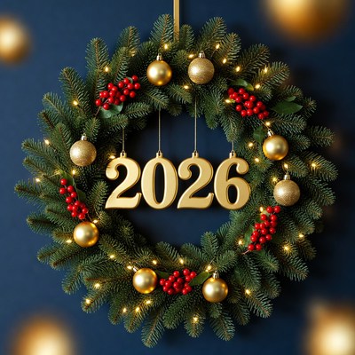 2026 Christmas Wreath with Lights