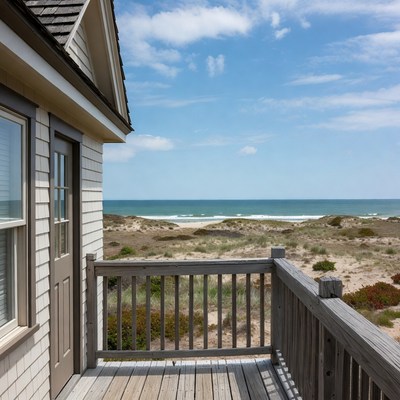 Beach House Deck Overlooking Ocean