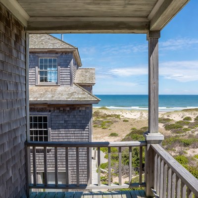 Shingled House Porch Overlooking Beach