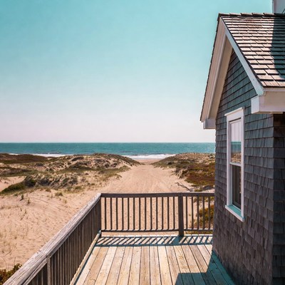 Beach House Deck Overlooking Ocean