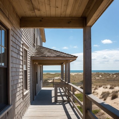 Beach House Porch Overlooking Ocean