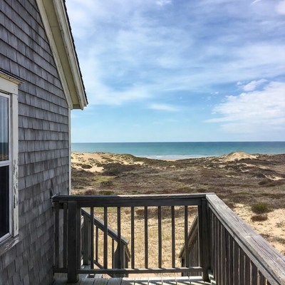 Shingled Beach House Deck Overlooking Ocean