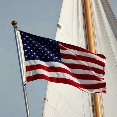American Flag on Sailboat Mast