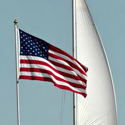 American Flag on Sailboat Mast