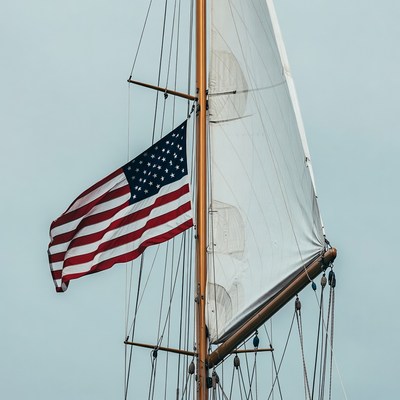 American Flag on Sailboat Mast