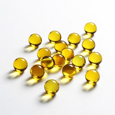 Yellow Gelatin Capsules Scattered