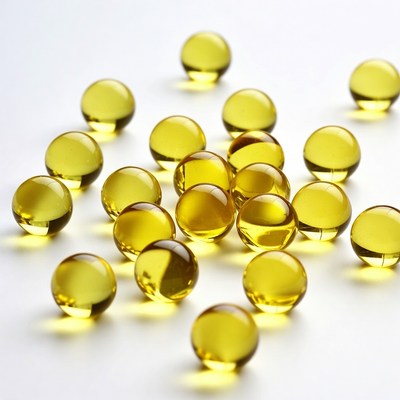 Yellow Gelatin Capsules on White