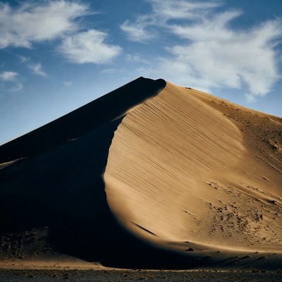 Tall sand dune under blue sky