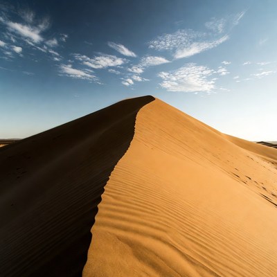 Sand Dune with Shadow Under Blue Sky