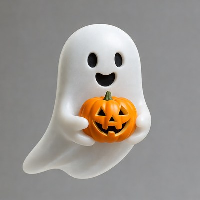 Ghost holding pumpkin