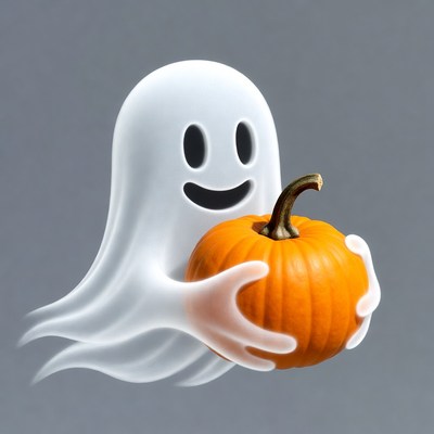 Ghost holding pumpkin