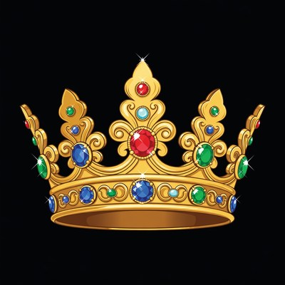 Golden Crown with Colored Gems