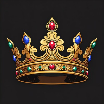 Golden Crown with Colored Gems
