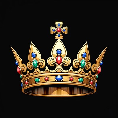 Golden Crown with Red Blue Green Gems