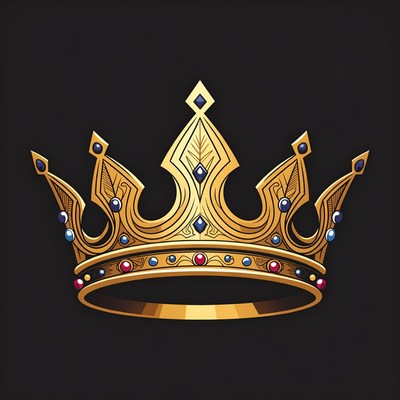 Golden Crown on Black Background