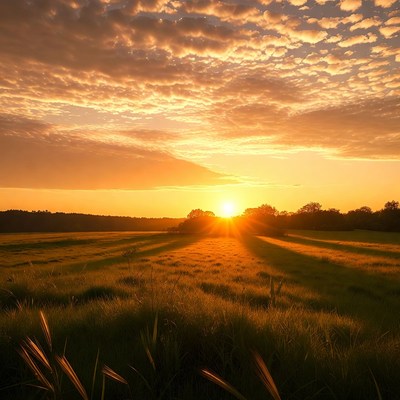 Sunrise over golden wheat field