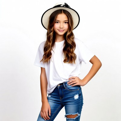 Girl wearing hat and jeans