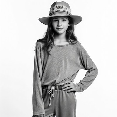Girl wearing embroidered hat