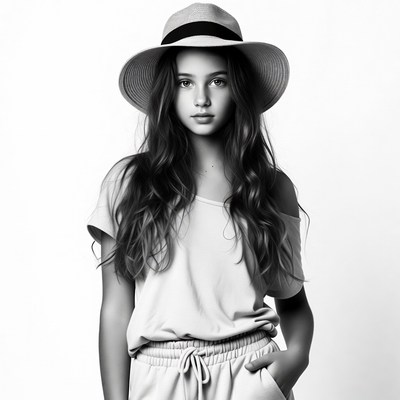 Girl wearing straw hat