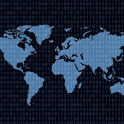 World Map in Binary Code