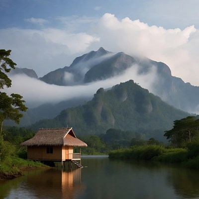 Stilt House by Misty Mountains River