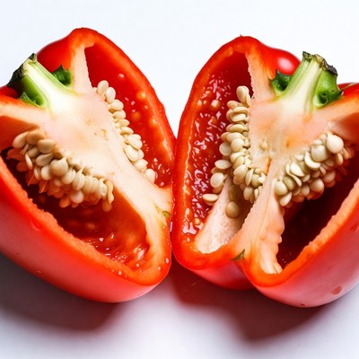 Two Halved Red Bell Peppers