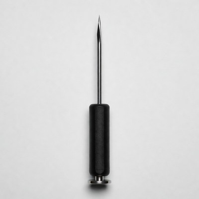Black awl tool on white background