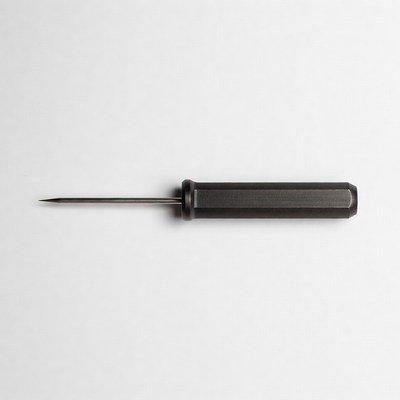 Black awl tool on white background
