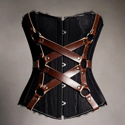 Black Lace Leather Corset