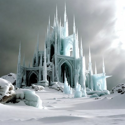 Ice Castle on Snowy Mountain
