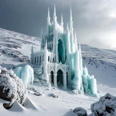 Ice Castle on Snowy Mountain