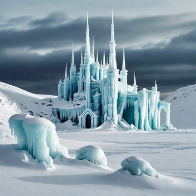 Ice Castle on Snowy Mountain