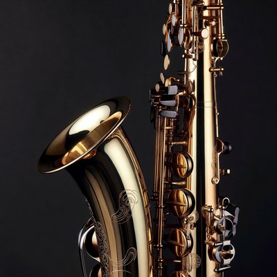 Shiny Gold Saxophone on Black Background