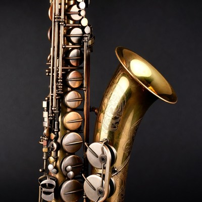 Brass Alto Saxophone on Black Background