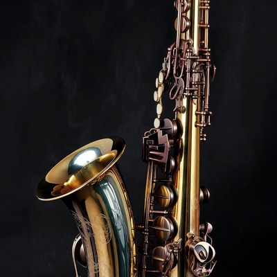 Shiny Gold Saxophone on Black Background