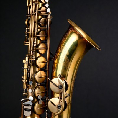 Shiny gold tenor saxophone
